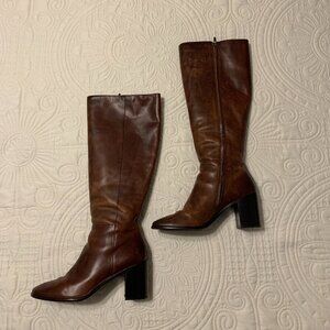 Frye Boots | Vintage Leather Brown Heeled Boots